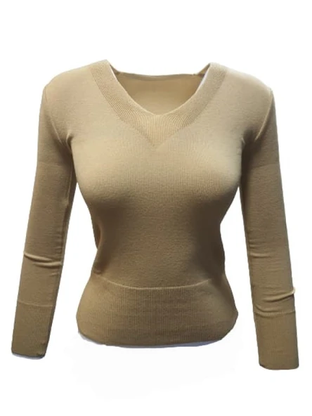 Me-Na 3000 Kadın Merserize İnce V Yaka Kazak - Resim 5