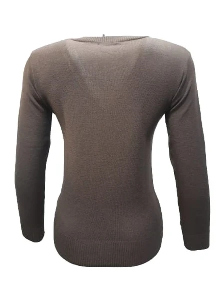 Me-Na 3000 Kadın Merserize İnce V Yaka Kazak - Resim 4