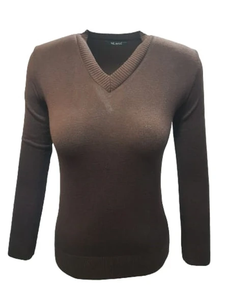 Me-Na 3000 Kadın Merserize İnce V Yaka Kazak - Resim 7