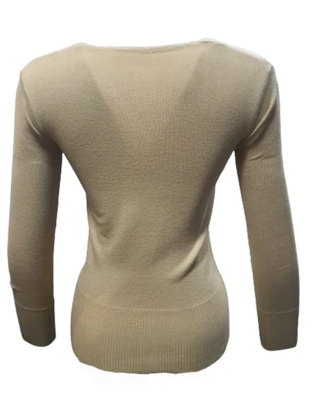 Me-Na 3000 Kadın Merserize İnce V Yaka Kazak - Resim 6