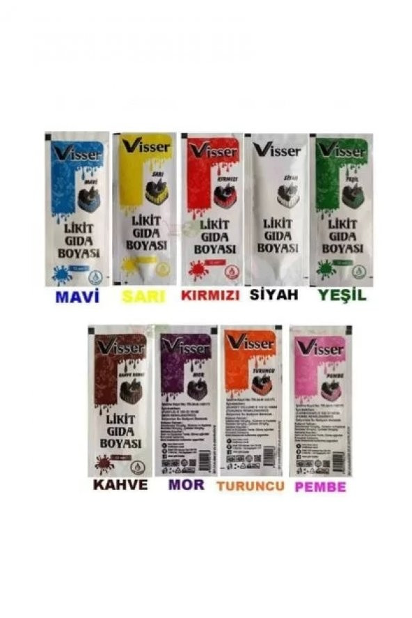 Visser Likit Gıda Boyası 12 ml x 5 ADET