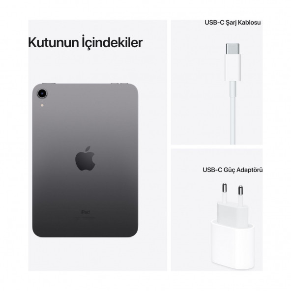 iPad Mini 6. Nesil Wi-Fi 64 GB 8.3" MK7M3TU/A Uzay Grisi Tablet - 3