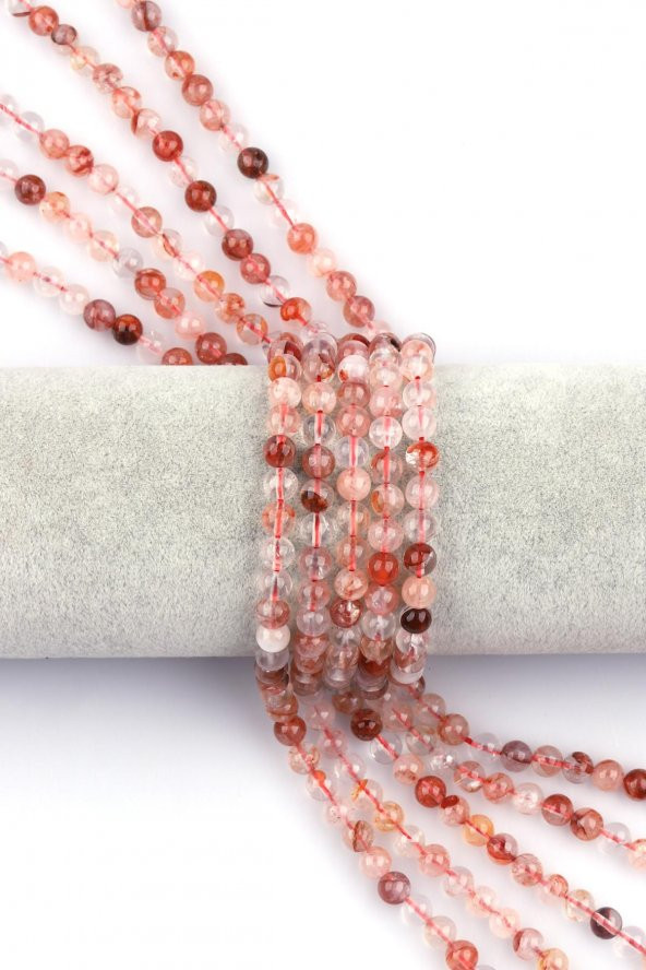 Hematoid Kuvars Doğal Taş Dizi 6 mm Küre Kesim ürün görseli