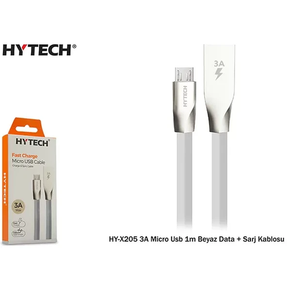 Hytech Hyx205 3A Micro Usb 1M Data + Sarj Kablosu,Beyaz ürün görseli