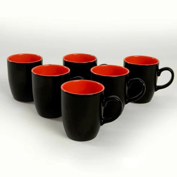 Keramika Mat Siyah/Turuncu Bulut Kupa 9 Cm 6 Adet 956/200 - 2