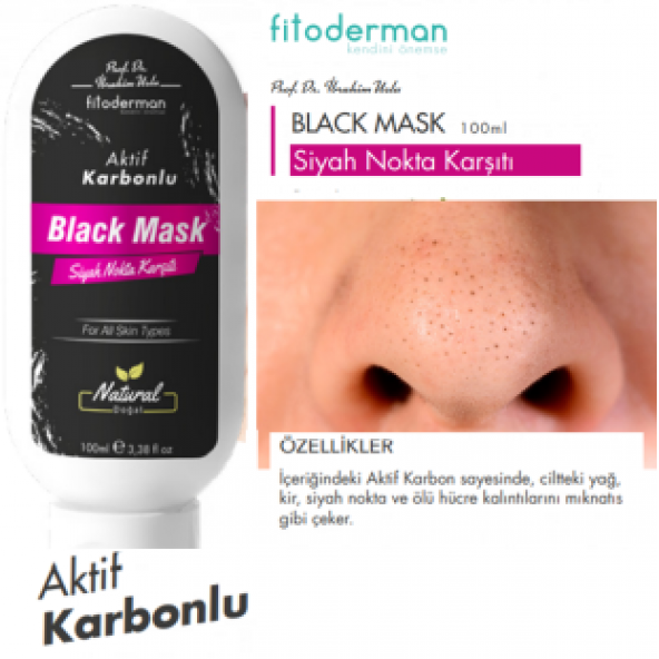 Fitoderman Siyah Nokta Önleyici & Gözenek Sıkılaştıcı Aktif Karbonlu Black Mask 100 mL ürün görseli