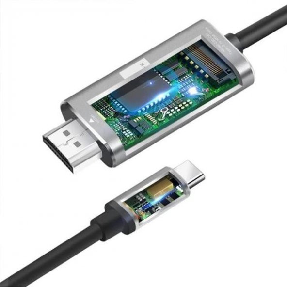 Polham 1.8 Metre Type-C to HDMİ 4K 60Hz Ses ve Görüntü Kablosu, Telefon, Tablet, PC HDMİ Kablosu - 4