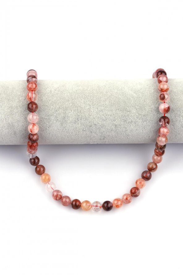 Hematoid Kuvars Doğal Taş Dizi 8 mm Küre Kesim - Resim 2