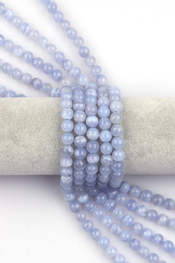 Mavi Kalsedon ( AA Kalite ) Doğal Taş Dizi 8 mm Küre Kesim ürün görseli