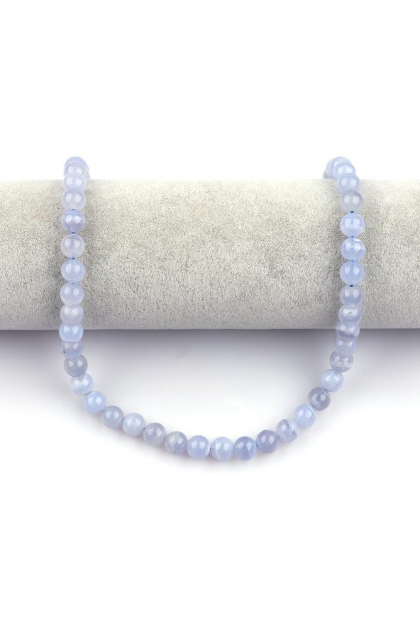 Mavi Kalsedon ( AA Kalite ) Doğal Taş Dizi 8 mm Küre Kesim - Resim 2