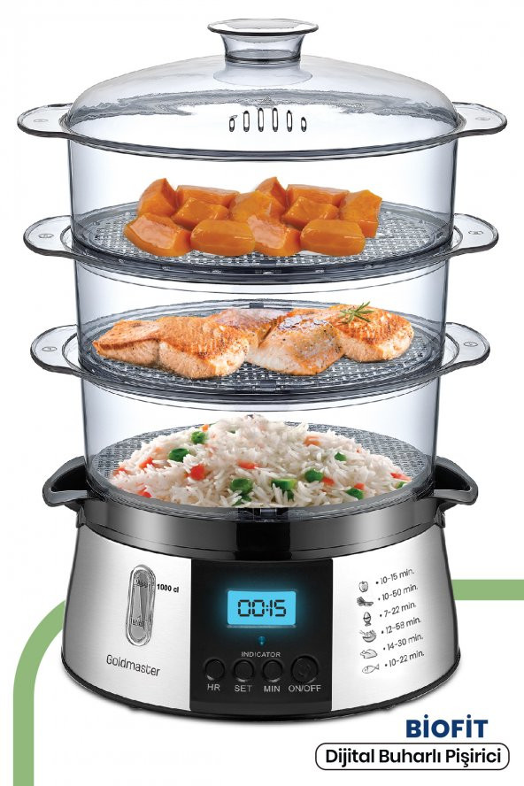 Goldmaster Biofit Led Ekranlı 120 Dakika Zaman Ayarlı 10 lt Dijital Buharlı Pişirici Gm7268d - 1