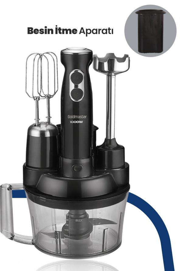 Goldmaster Blendactive 1000 Watt 5 in 1 Mutfak Robotu Multi Blender Seti Siyah - 3