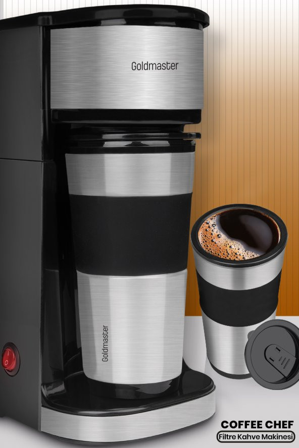 Goldmaster Coffee Chef Paslanmaz Çelik Termos Seyahat Bardaklı Kişisel Filtre Kahve Makinesi