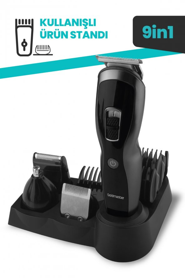 Goldmaster Cix 9 in 1 Kablolu Kablosuz Kullanımlı Lityum Bataryalı Hızlı Şarjlı Erkek Tıraş Bakım Seti - 2