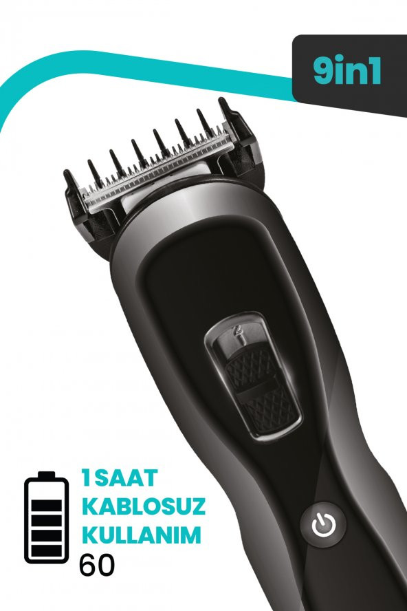 Goldmaster Cix 9 in 1 Kablolu Kablosuz Kullanımlı Lityum Bataryalı Hızlı Şarjlı Erkek Tıraş Bakım Seti - 3