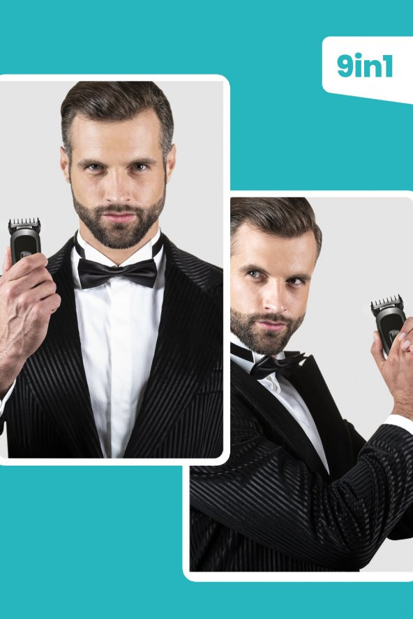 Goldmaster Cix 9 in 1 Kablolu Kablosuz Kullanımlı Lityum Bataryalı Hızlı Şarjlı Erkek Tıraş Bakım Seti - 5