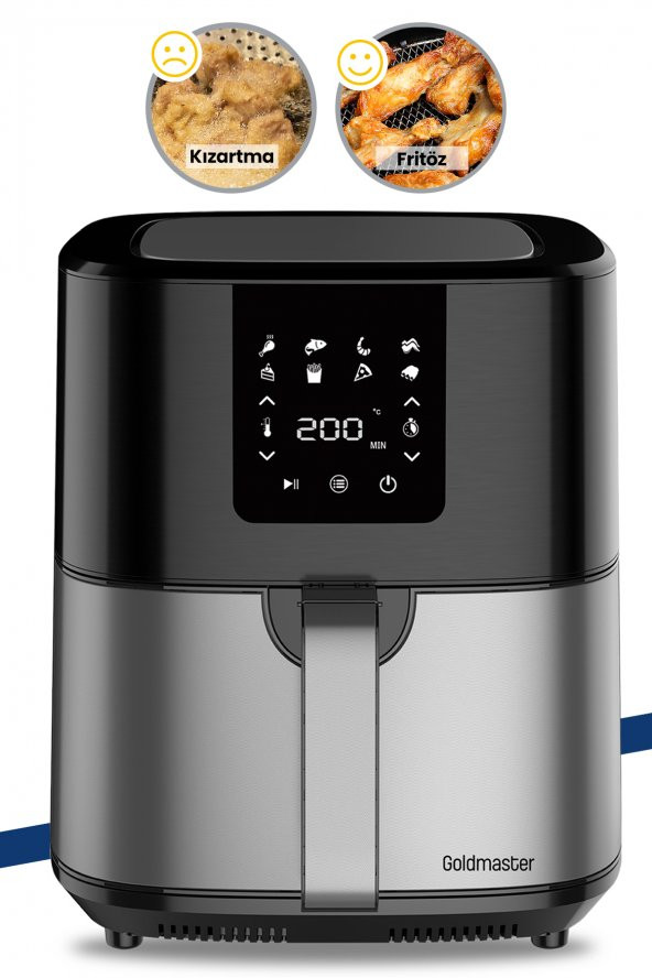 Goldmaster Crispy 7 Litre Geniş Hazneli XXL Dokunmatik 8 Ön Ayarlı Airfryer Sıcak Hava Fritözü GM7459 - 5