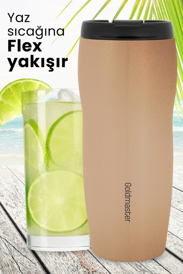 Goldmaster Flex Gold 4 Saat Sıcak Tutma 6 Saat Soğuk Tutma Özellikli Sızdırmaz Kapaklı Paslanmaz Çelik Termos - Resim 4