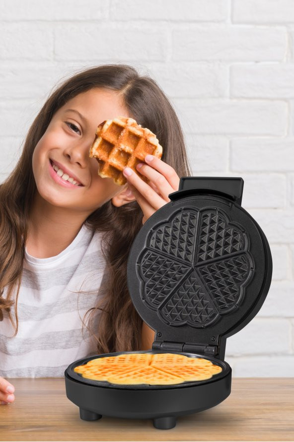 Goldmaster Cookie 1000W Taşmayı Önleyen Derin Plakalı Isı Kontrollü Waffle Makinesi İnox Siyah - 2