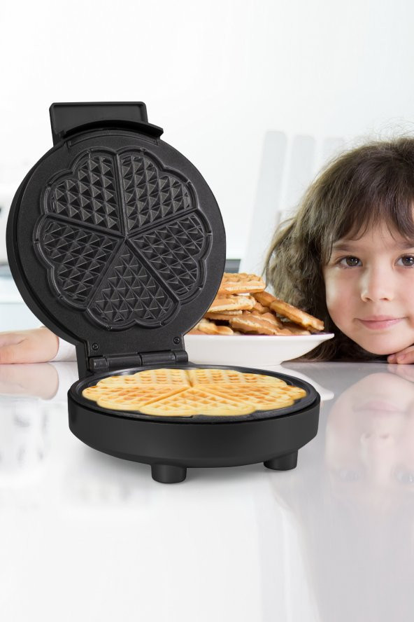 Goldmaster Cookie 1000W Taşmayı Önleyen Derin Plakalı Isı Kontrollü Waffle Makinesi İnox Siyah - 4
