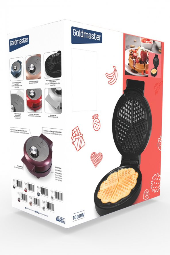 Goldmaster Cookie 1000W Taşmayı Önleyen Derin Plakalı Isı Kontrollü Waffle Makinesi İnox Siyah - 5
