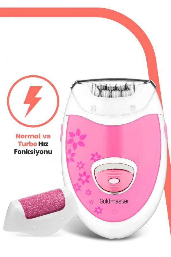 Goldmaster Linda Şarjlı 2 in 1  Epilatör ve Topuk Törpüsü Seti Epilasyon Cihazı Pembe GM7159P - 3