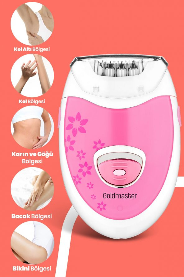 Goldmaster Linda Şarjlı 2 in 1  Epilatör ve Topuk Törpüsü Seti Epilasyon Cihazı Pembe GM7159P - 2