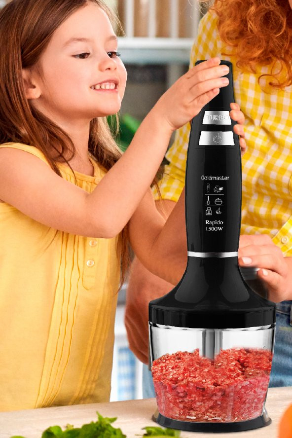 Goldmaster Rapido 1500W Paslanmaz Çelik Güçlü Motorlu Turbo Hız Ayarlı 3in1 Blender Set GM7265 - 5