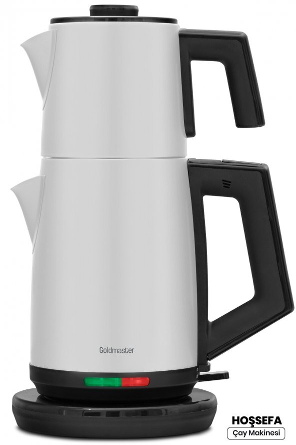 Goldmaster Hoşsefa İnci Beyazı 2200 Watt Paslanmaz Damlatmayan Çelik Çay Makinesi Ve Su Isıtıcısı