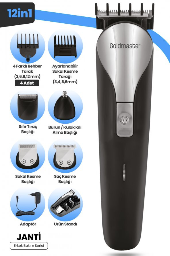 Goldmaster Janti Paslanmaz Çelik 9in1 Standlı Erkek Bakım Seti GM7141 - 1