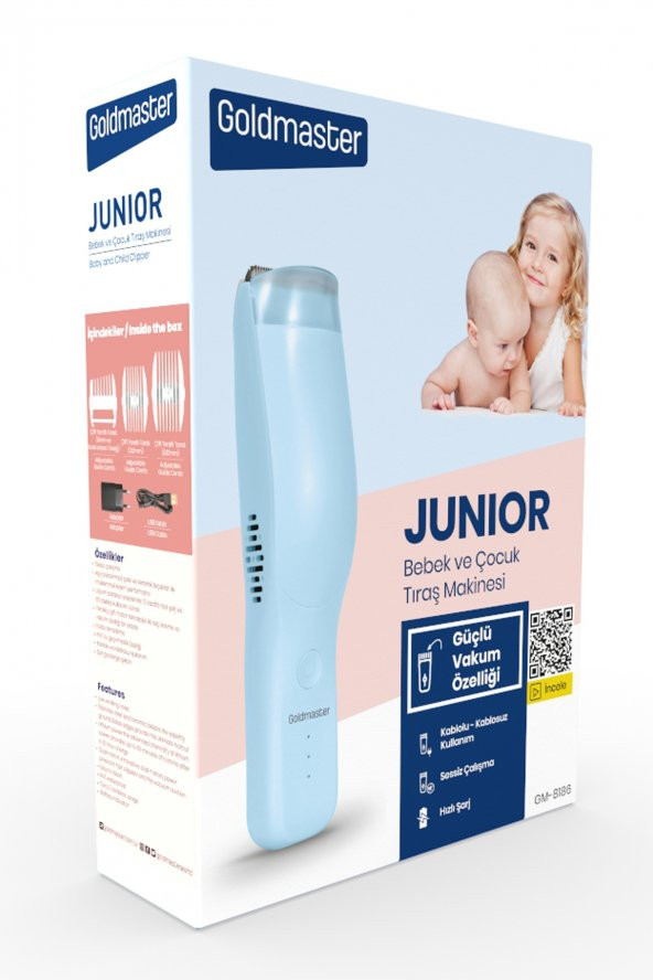 Goldmaster Junior Vakumlu Sessiz Emniyet Kilitli Yıkanabilir Bebek Çocuk Saç Kesme ve Tıraş Makinesi - 7
