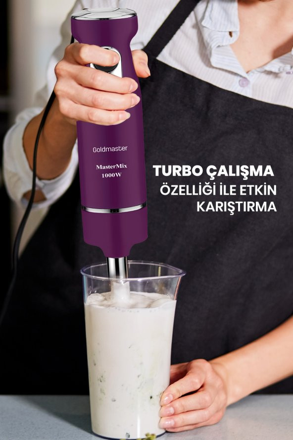 Goldmaster Master Mix 1000 Watt Güçlü Motor Paslanmaz Çelik 4 Bıçaklı Hız Ayarlı Ekstra Uzun El Blender - 4
