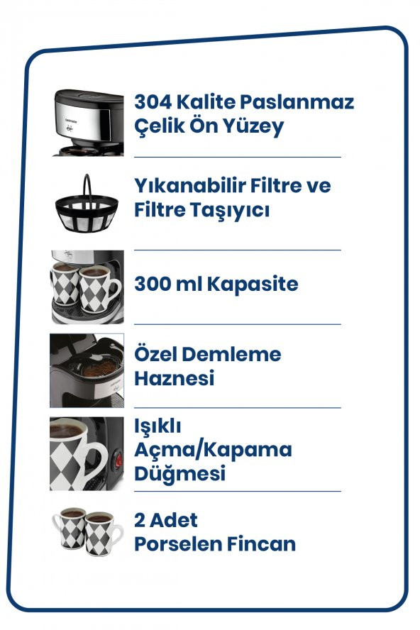 Goldmaster Procoffee Damalı Özel Seri Çift Kupalı Filtre Kahve Makinesi - 3