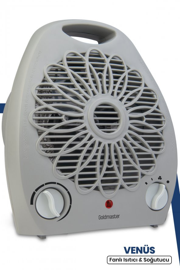 Goldmaster Venüs 2000 Watt Isıya Dayanıklı Sıcak,Ilık,Soğuk Devrilme Emniyetli Isıtıcı Fan Gri