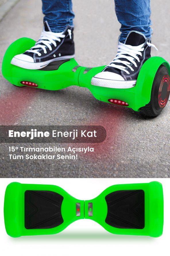GoMaster GoMaster Greeny 6.5 Inch Işıklı Akıllı Dengeli Elektrikli Kaykay Hoverboard Taşıma Çantalı Yeşil - 4