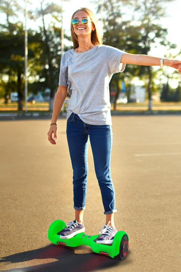 GoMaster GoMaster Greeny 6.5 Inch Işıklı Akıllı Dengeli Elektrikli Kaykay Hoverboard Taşıma Çantalı Yeşil - 6