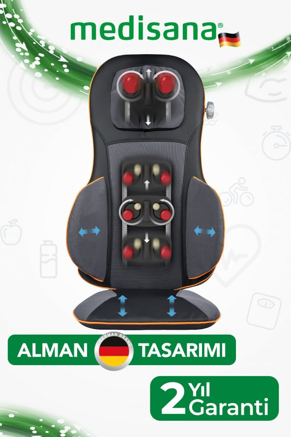 Medisana Alman Tasarım Boy Ayarlamalı Isıtmalı Titreşimli Shiatsu Masaj Minderi MED88939
