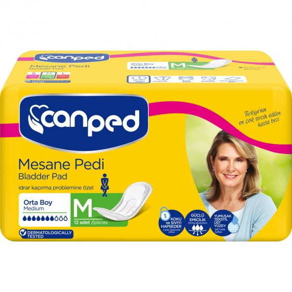 Canped Hasta Bezi Mesane Pedi M Beden Orta 12 Adet ürün görseli