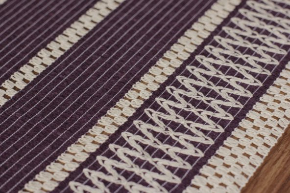 Dantel Mor Runner Püsküllü Organik Pamuk 35x155 Cm Regina Runner Masa Sunum Örtüsü Ham Pamuk Runner - 5