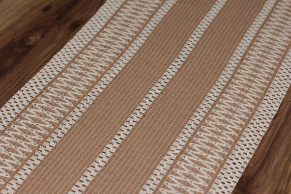 Runner Pamuk Dantel Püsküllü Bej Runner ,Sunum Örtüsü Dantel Bej 35x155 Cm Regina Runner Masa Örtüsü - 5