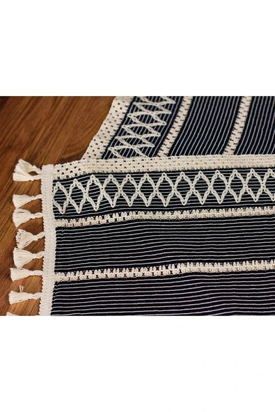 Örme Lacivert Runner , Püsküllü Organik Pamuk Dantel Örme Runner 35x155 Cm Regina Runner Örtüsü - 5