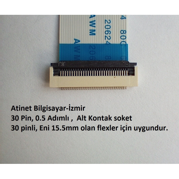 30 Pin 0.5 Adımlı Flex Soketi Flex Ffc Konnektörü 30-0.5-Alt - Resim 2