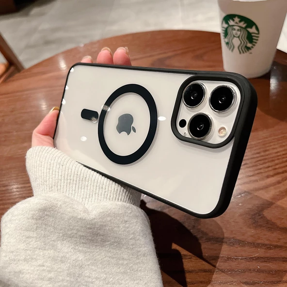 İphone 11 Pro Max Magsafe Uyumlu Magsafe Uyumlu Mat Çerçeveli Telefon Kılıfı - 4