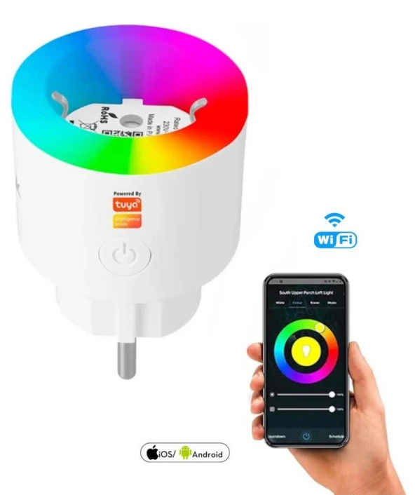 Fulltech Smart Plug FSM-2 Akım Korumalı Akıllı Priz Rgb Işıklı 2.4 G Wifi