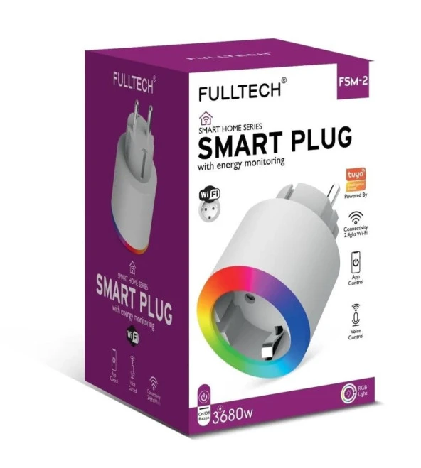 Fulltech Smart Plug FSM-2 Akım Korumalı Akıllı Priz Rgb Işıklı 2.4 G Wifi - 3