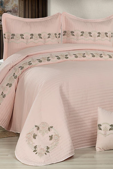 Kapitone Elfida Dantelli Çift Kişilik Yatak Örtüsü - 10