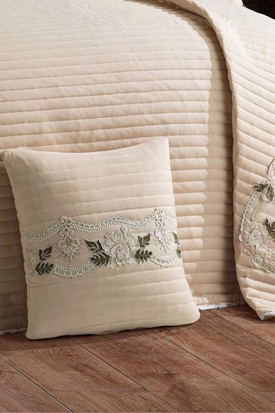 Kapitone Elfida Dantelli Çift Kişilik Yatak Örtüsü - 4