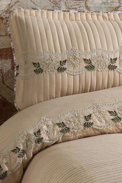 Kapitone Elfida Dantelli Çift Kişilik Yatak Örtüsü - 2