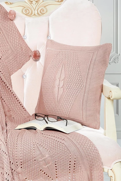 Ponponlu Triko Tv Battaniyesi ve Kırlent Seti - 10