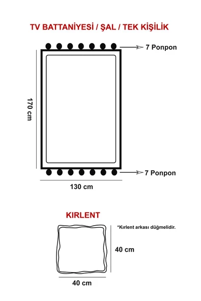 Ponponlu Triko Tv Battaniyesi ve Kırlent Seti - 4